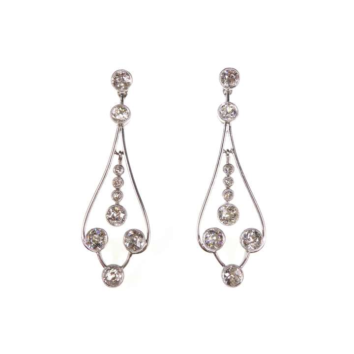Pair of early 20th century diamond pendant earrings